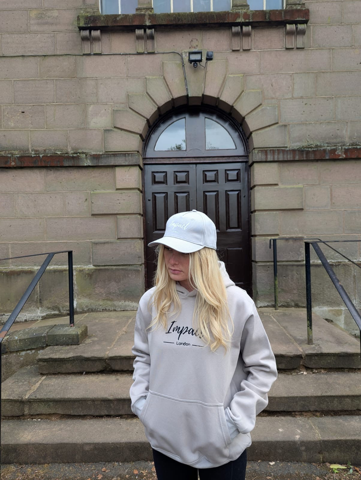 Light Grey Strapback Cap with White Embroidery Logo