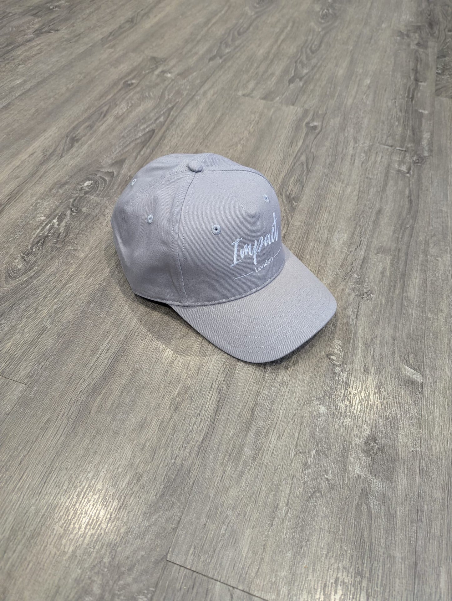 Light Grey Strapback Cap with White Embroidery Logo