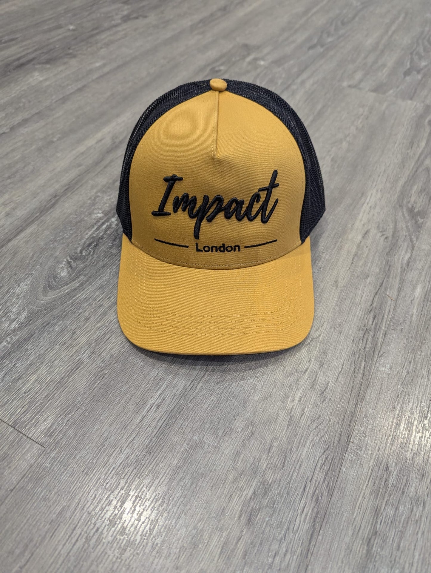 Mustard Trucker Cap with Black 3D Logo
