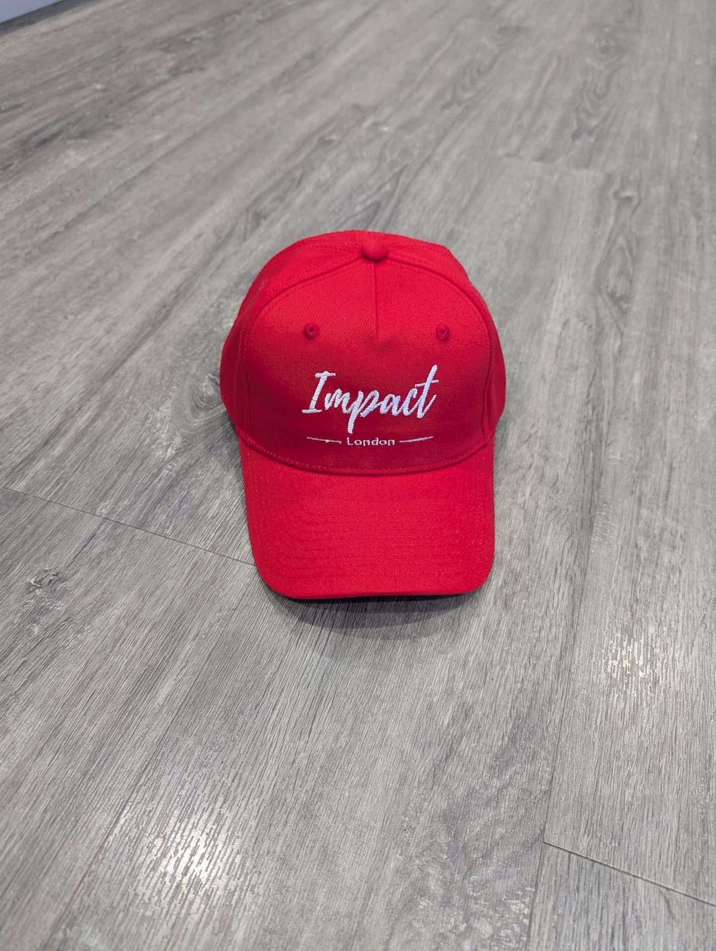 Red Strapback Cap with White Embroidered Logo