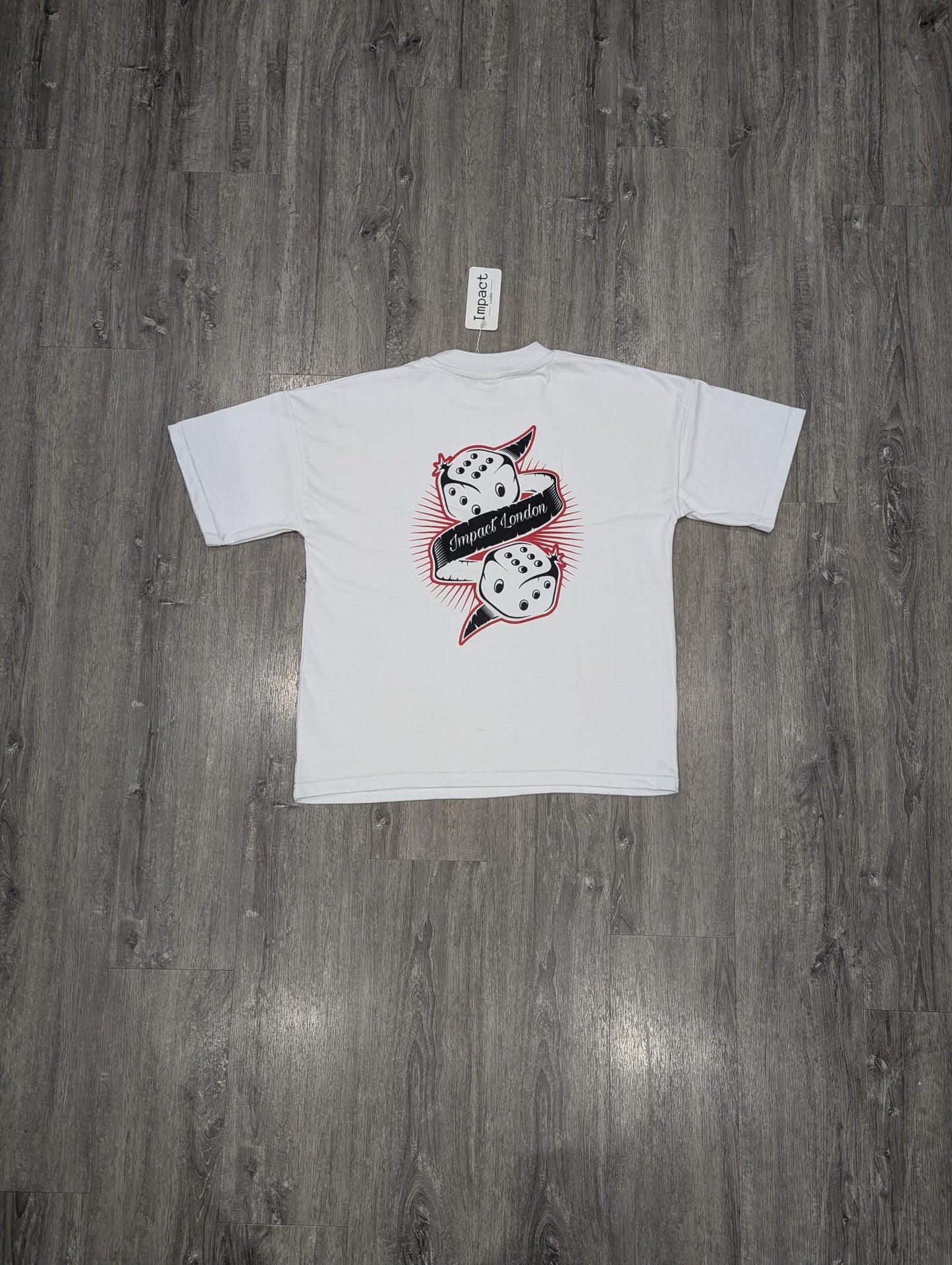 Adult's Unisex White Oversized Dice Logo T-Shirt