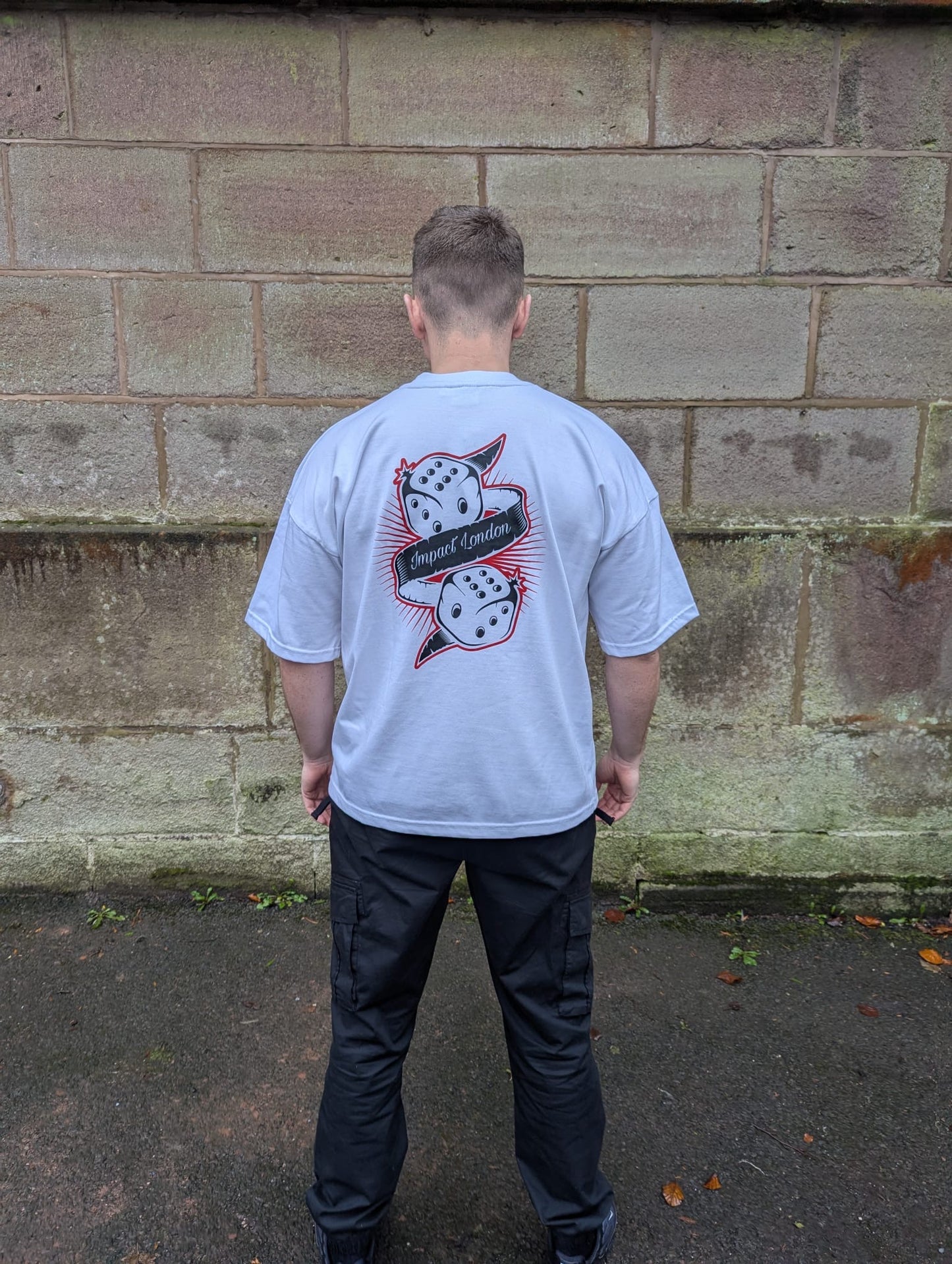 Adult's Unisex White Oversized Dice Logo T-Shirt