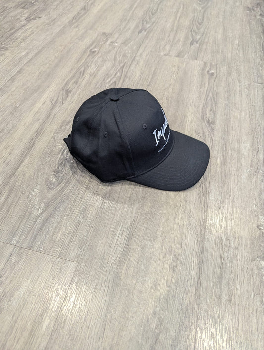 Black Strapback Cap with White Embroidery Logo
