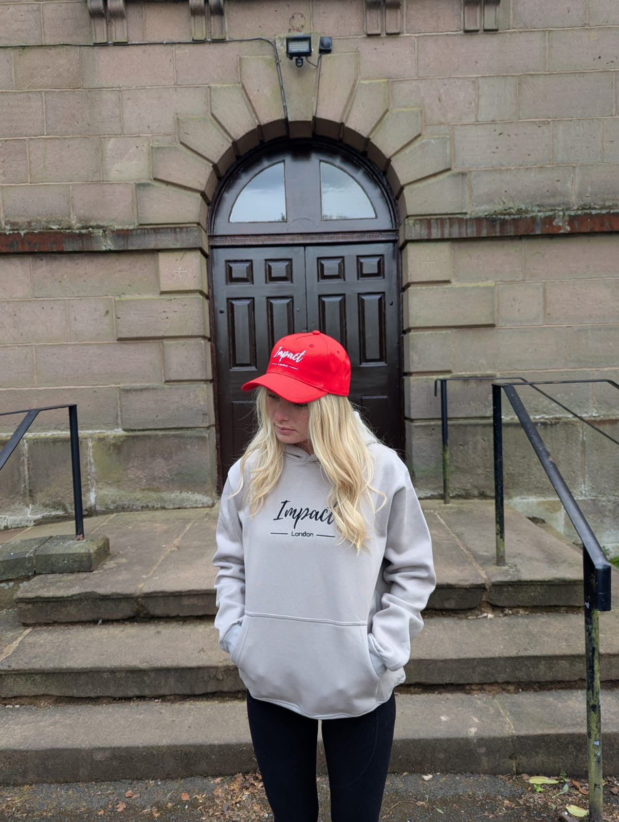 Red Strapback Cap with White Embroidered Logo