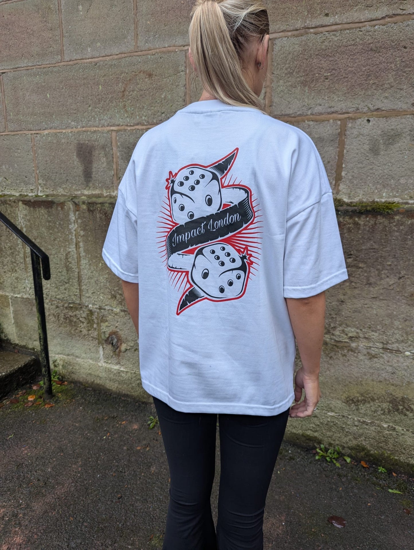 Adult's Unisex White Oversized Dice Logo T-Shirt