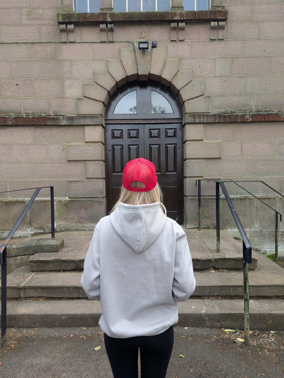 Unisex Red Trucker Cap – White 3D Embroidered Logo