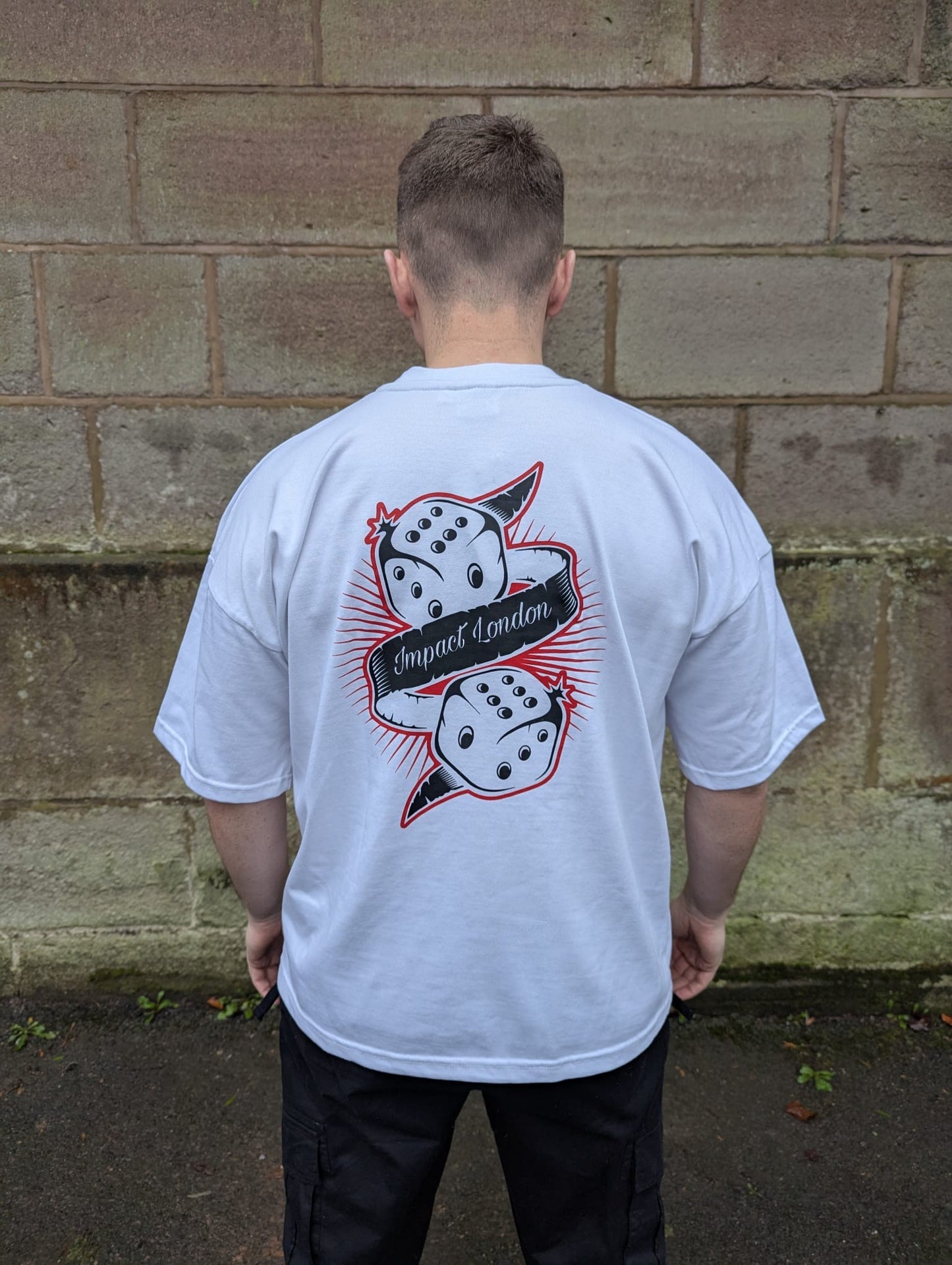 Adult's Unisex White Oversized Dice Logo T-Shirt
