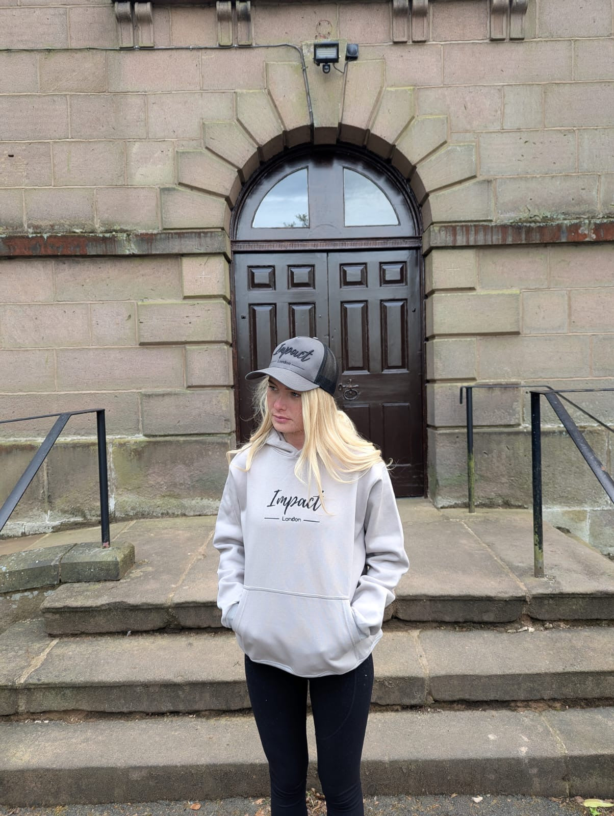 Grey Trucker Cap with Black 3D Logo
