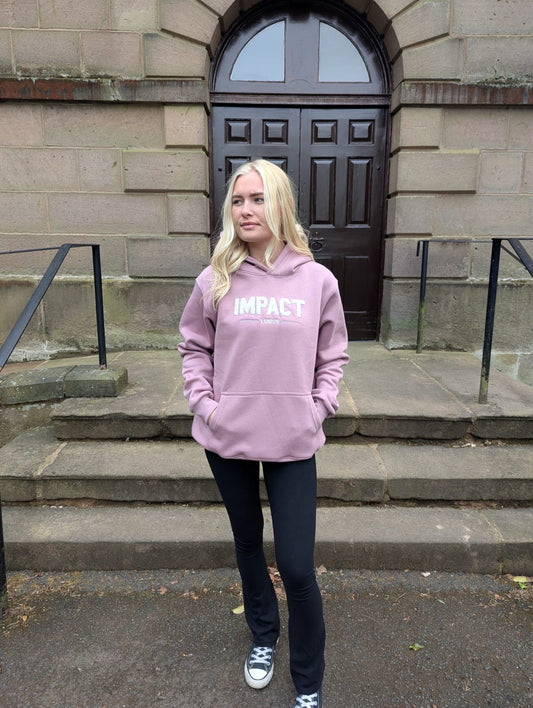 Oversized Salmon Pink Hoodie with White Chenille Logo