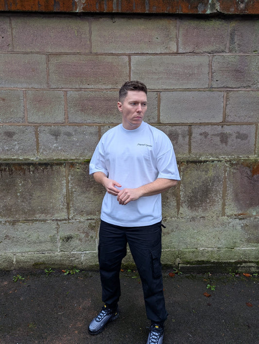 Adult's Unisex White Oversized Dice Logo T-Shirt