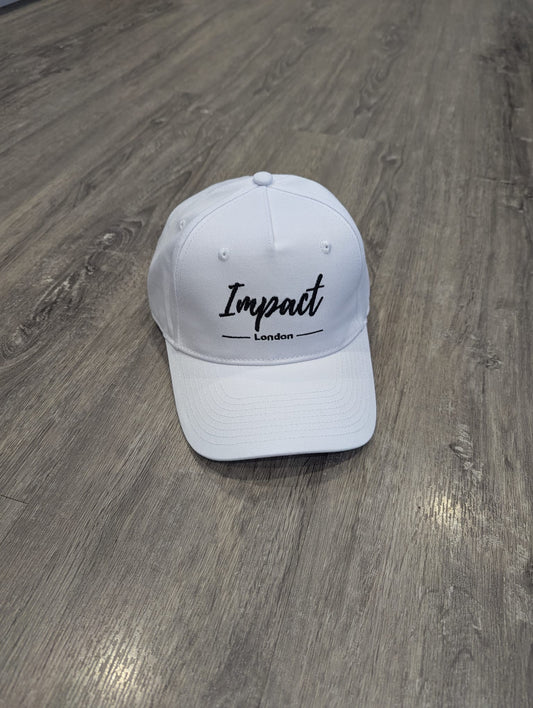 White Strapback Cap with Black Embroidery Logo
