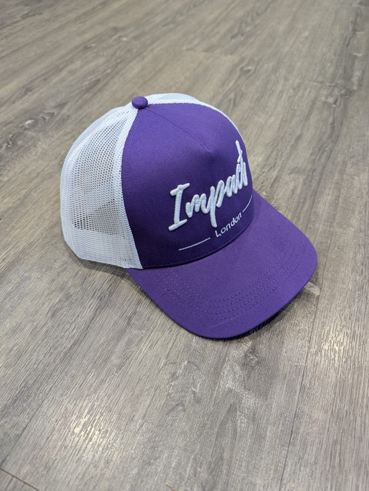 Purple Trucker Cap with White 3D Logo