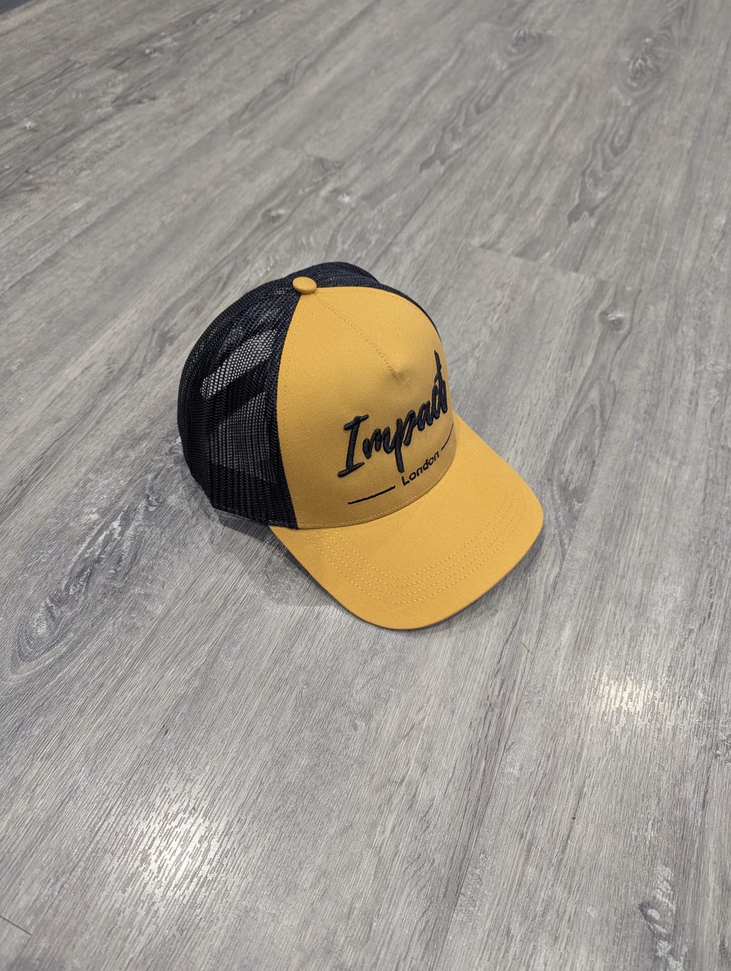 Mustard Trucker Cap with Black 3D Logo