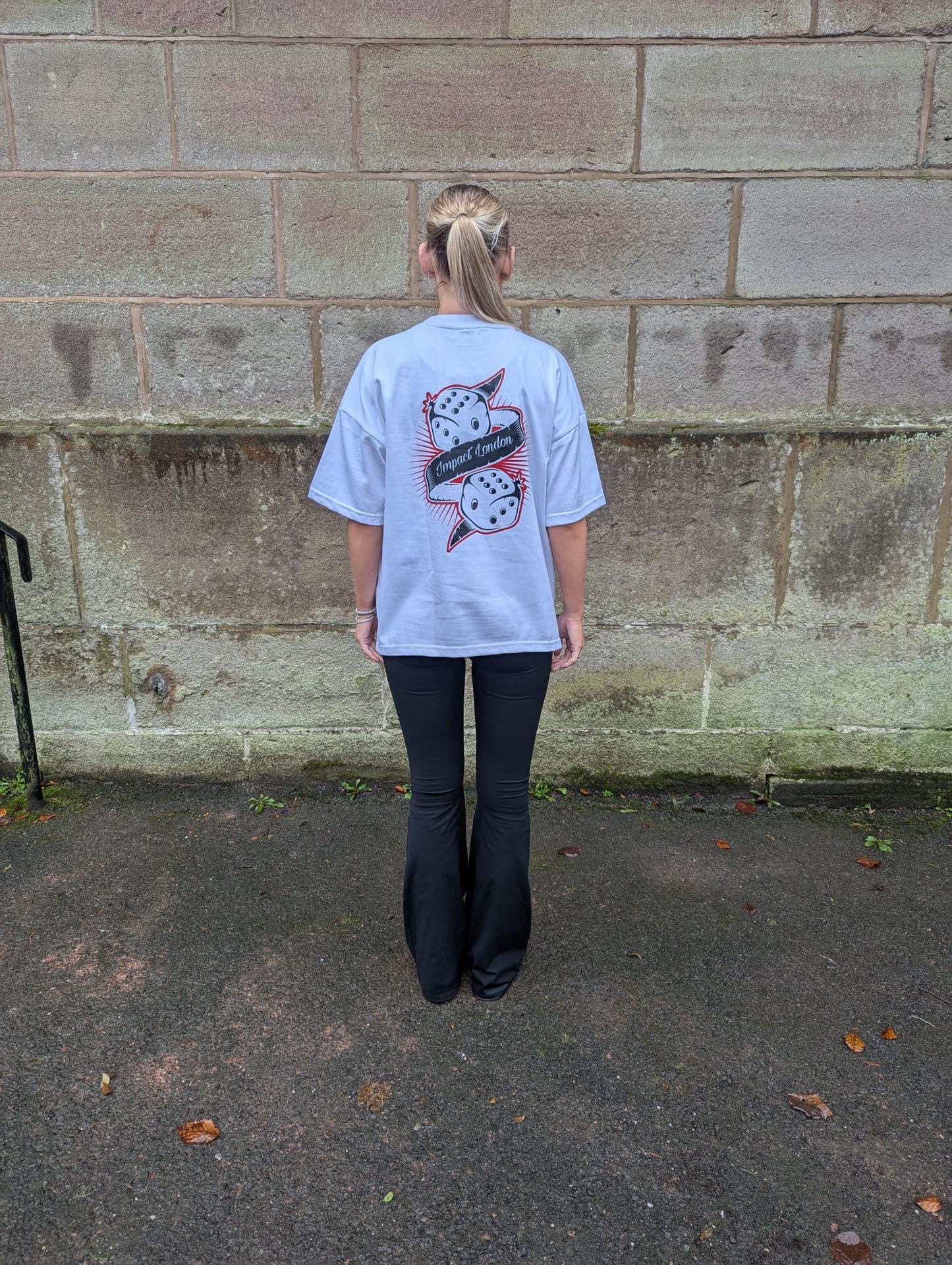 Adult's Unisex White Oversized Dice Logo T-Shirt