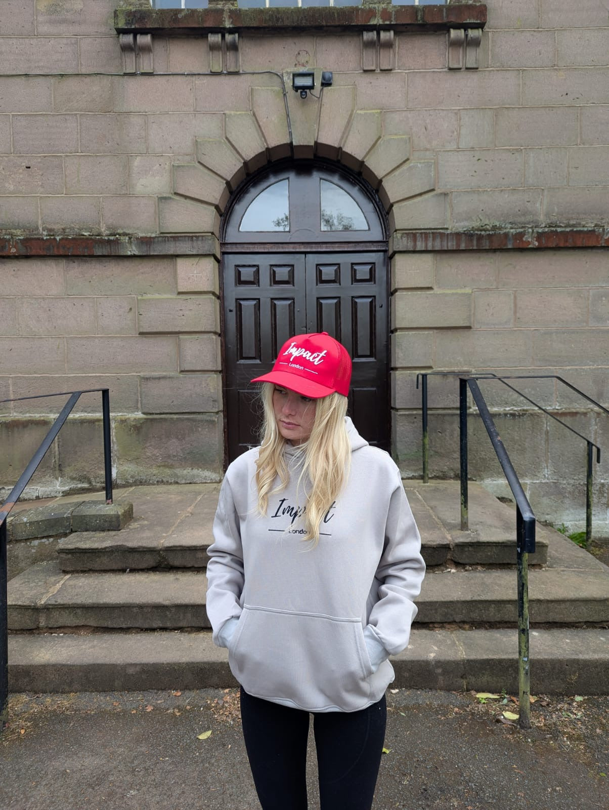 Unisex Red Trucker Cap – White 3D Embroidered Logo