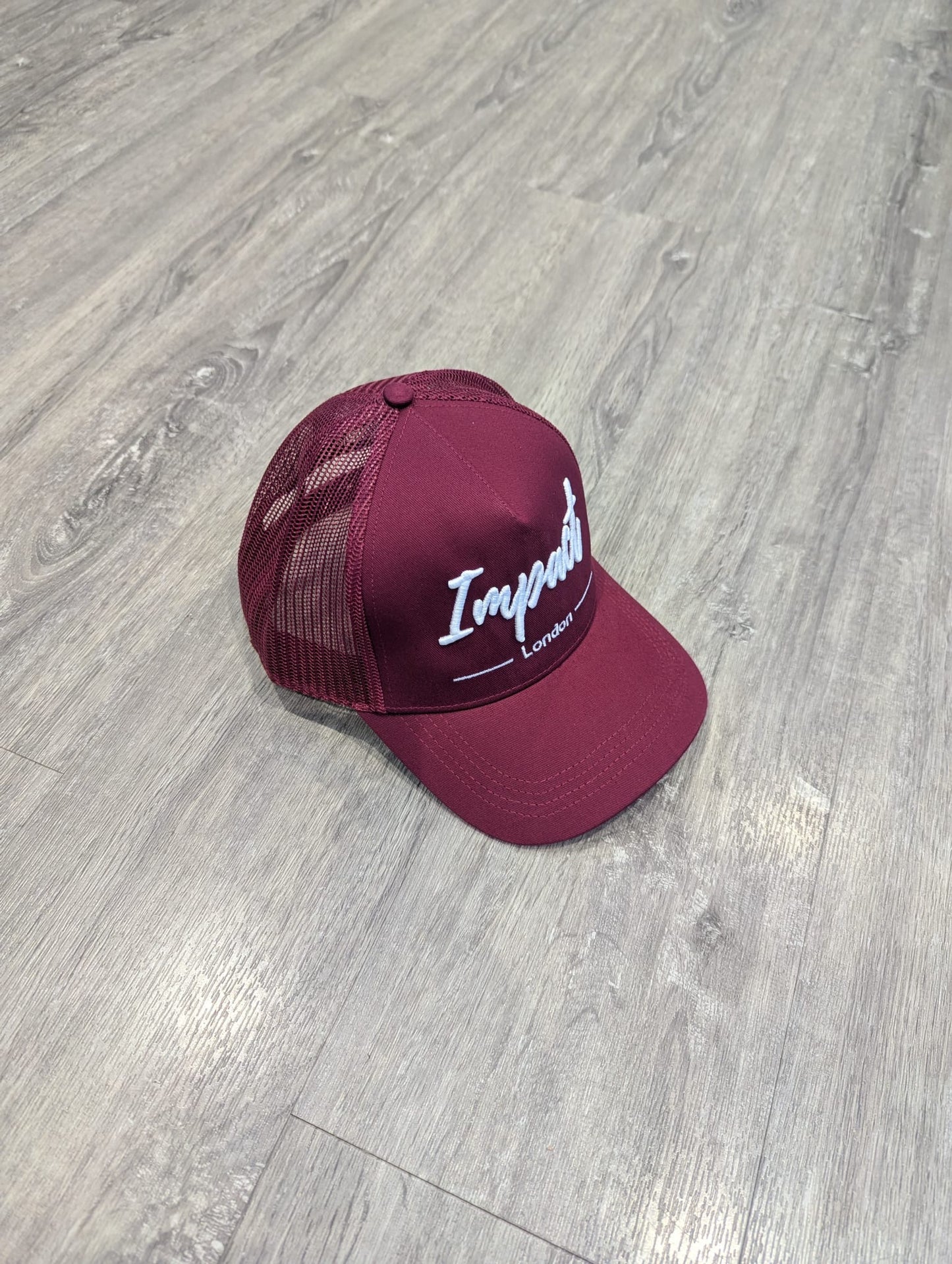 Unisex Maroon Trucker Cap – White 3D Embroidered Logo
