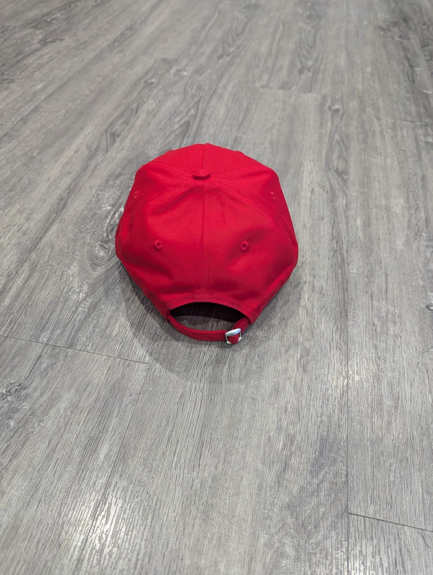 Red Strapback Cap with White Embroidered Logo