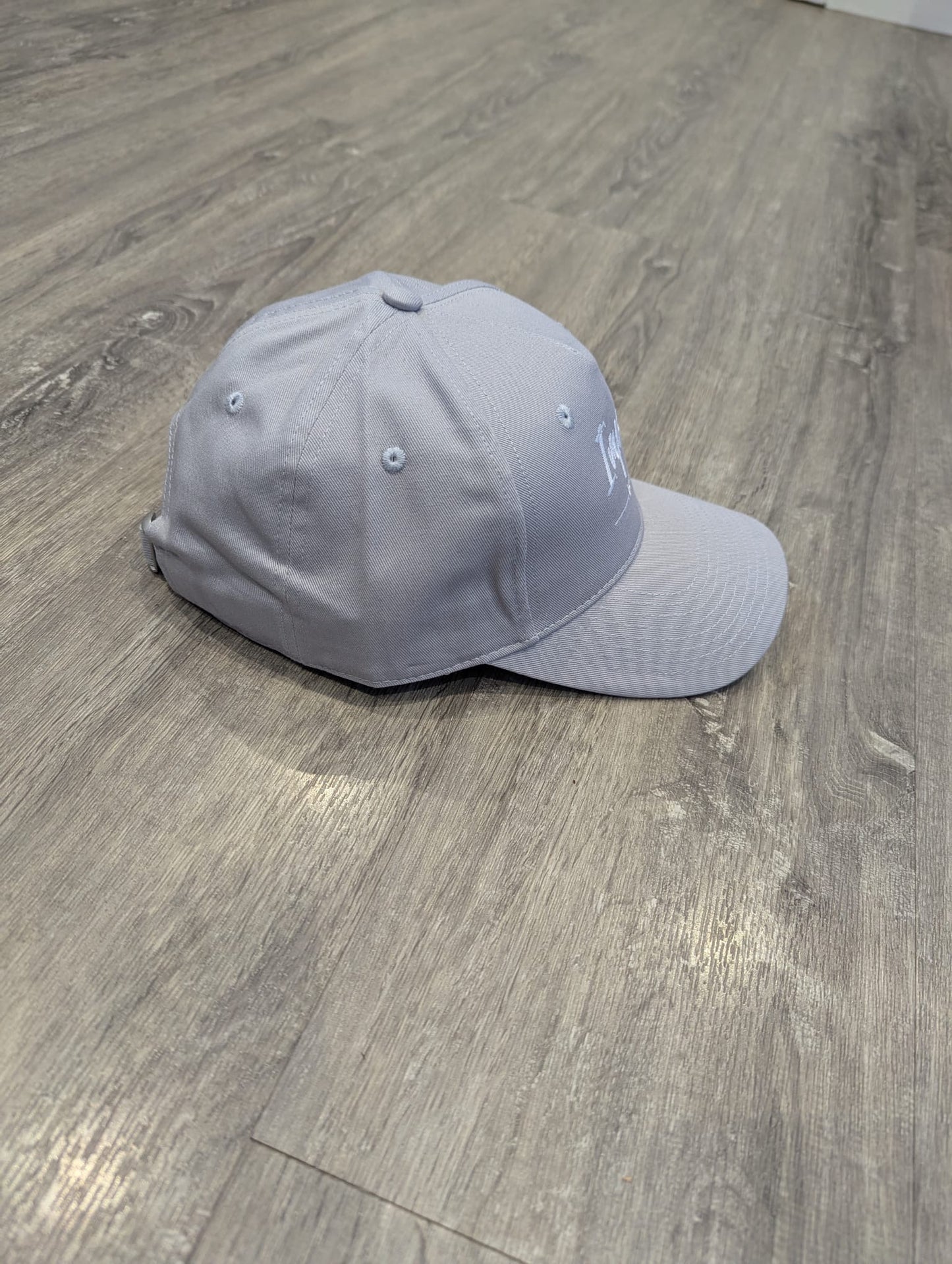 Light Grey Strapback Cap with White Embroidery Logo
