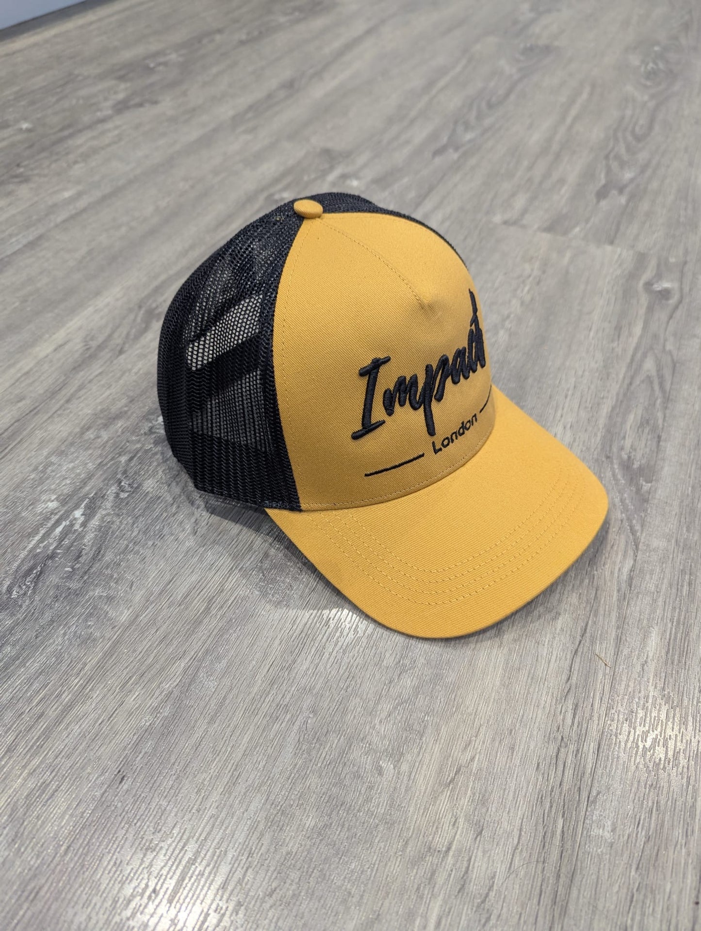 Mustard Trucker Cap with Black 3D Logo