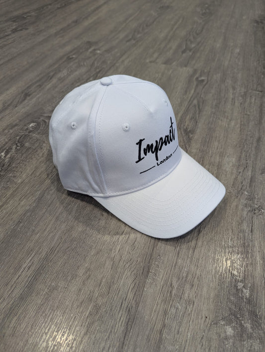 White Strapback Cap with Black Embroidery Logo