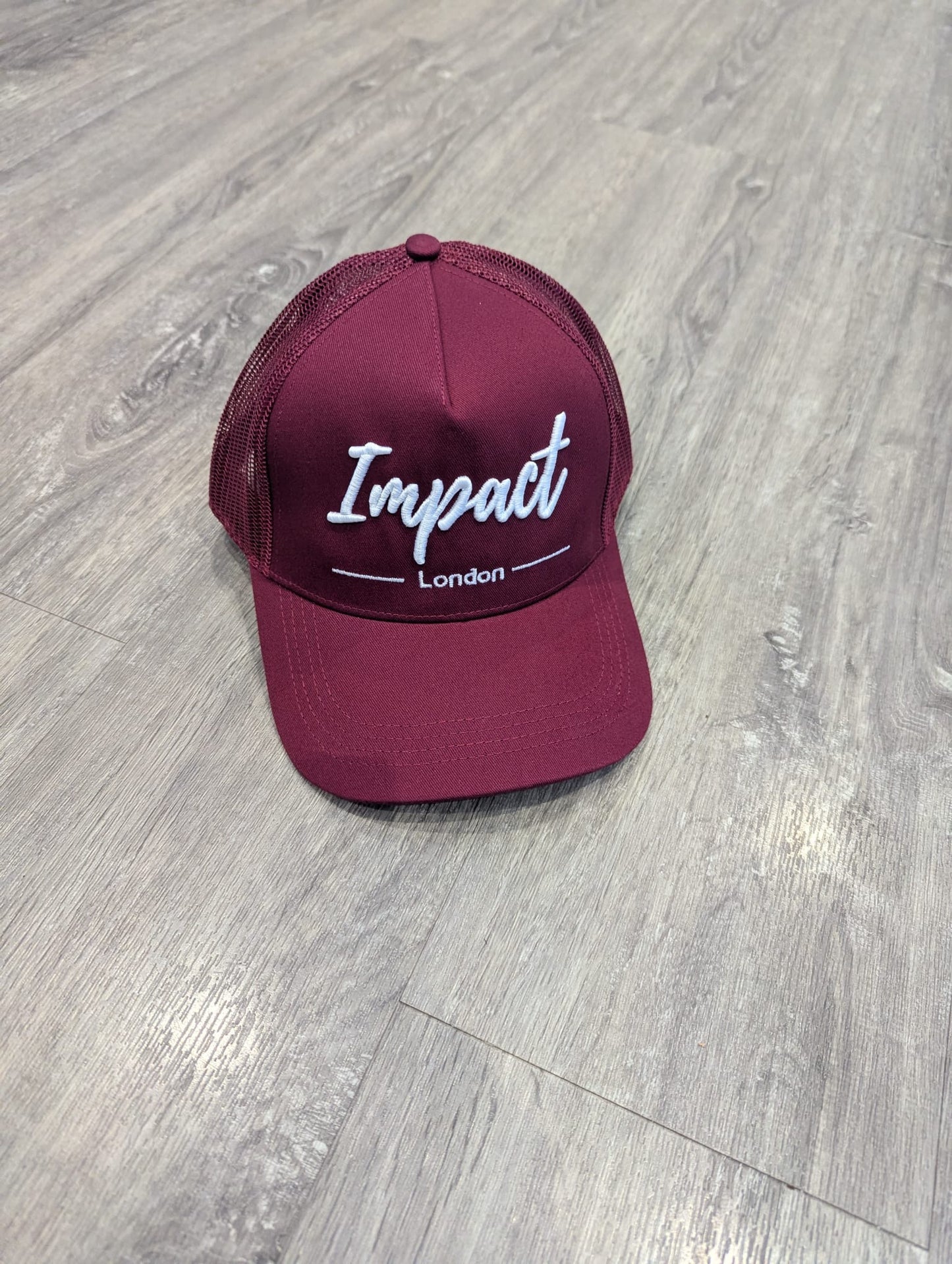 Unisex Maroon Trucker Cap – White 3D Embroidered Logo