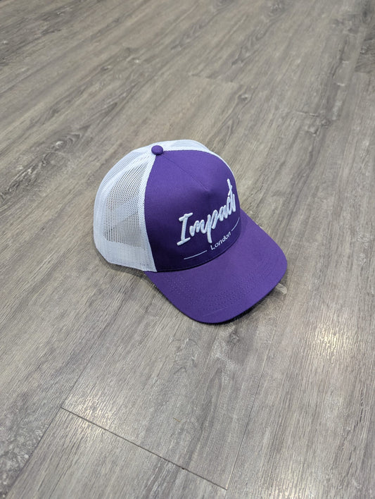 Purple Trucker Cap with White 3D Logo