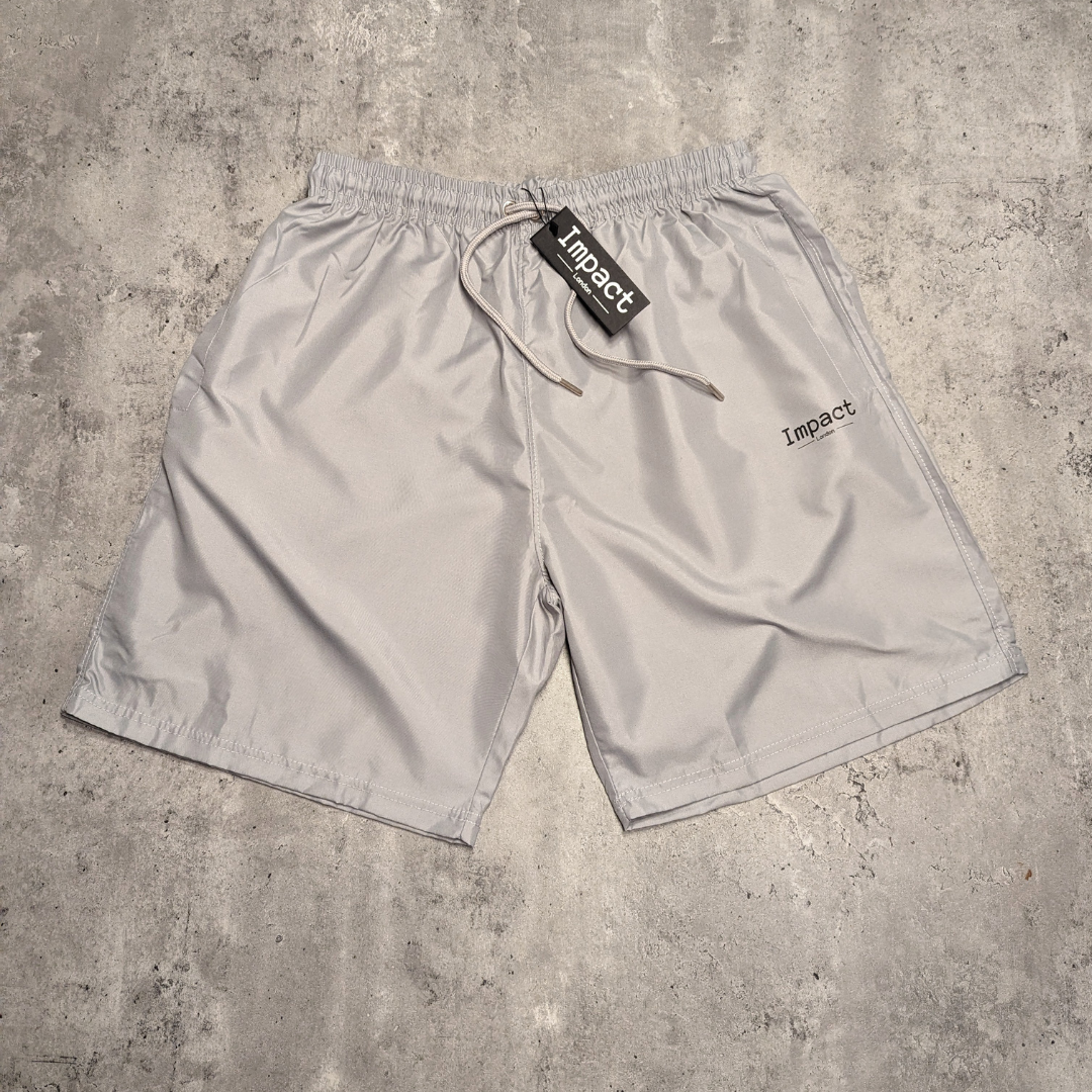 Men's Grey Shorts with Black Printed Logo