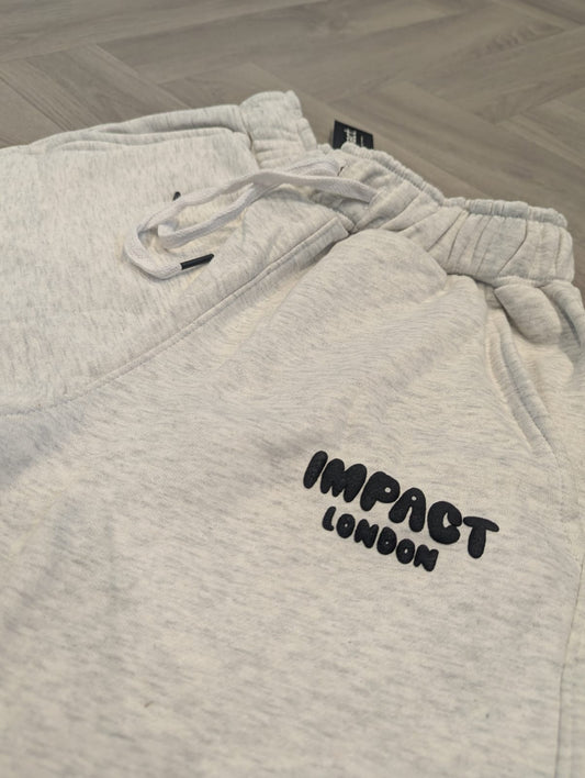 Light Grey Shorts with Black Puff Print