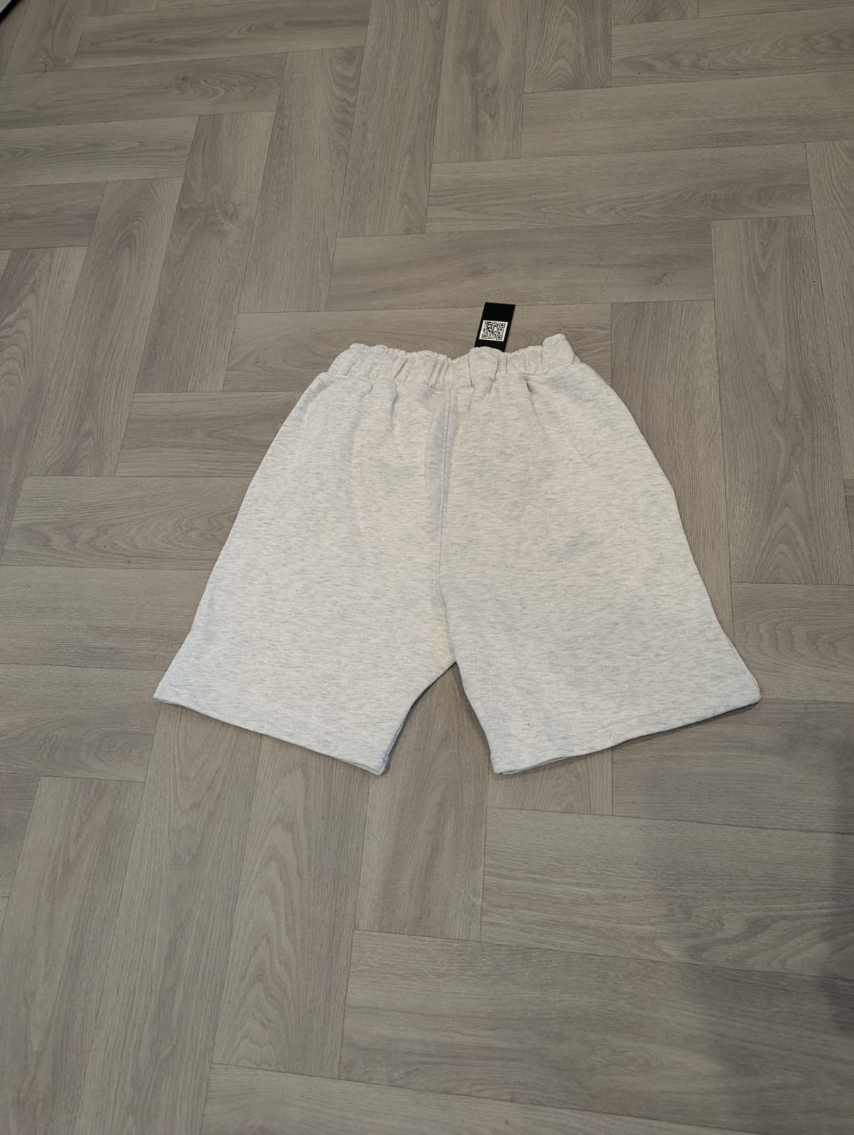 Light Grey Shorts with Black Puff Print