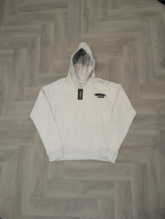 Light Grey Hoodie with Black Puff Print