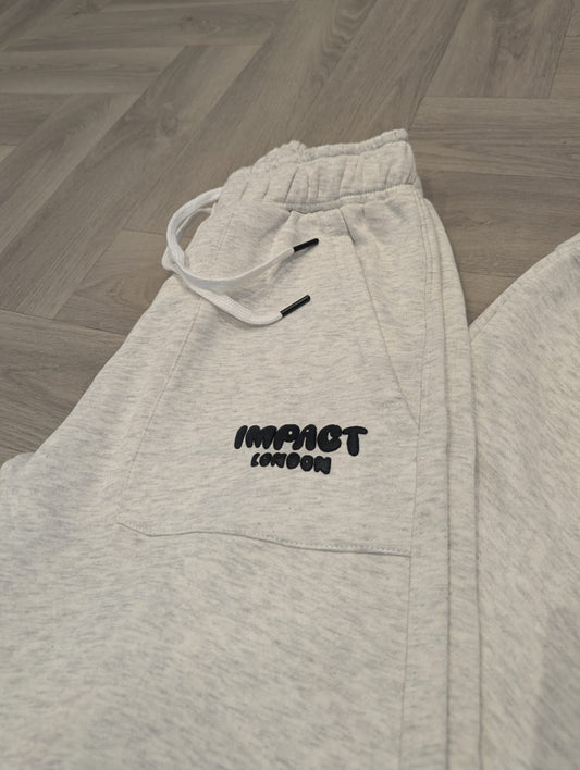 Light Grey Joggers with Black Puff Print