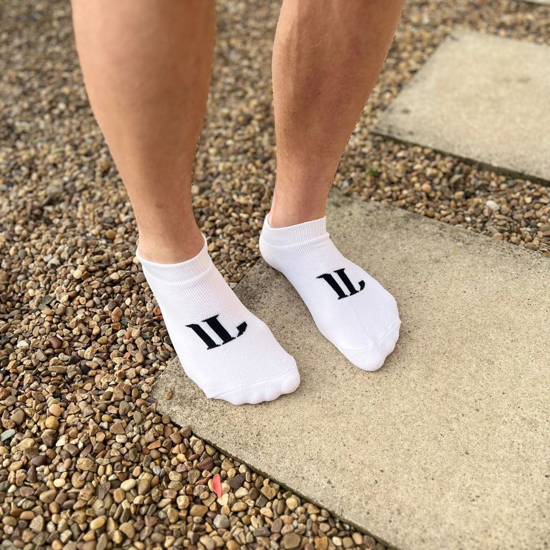 White Ankle Socks with Black IL Logo