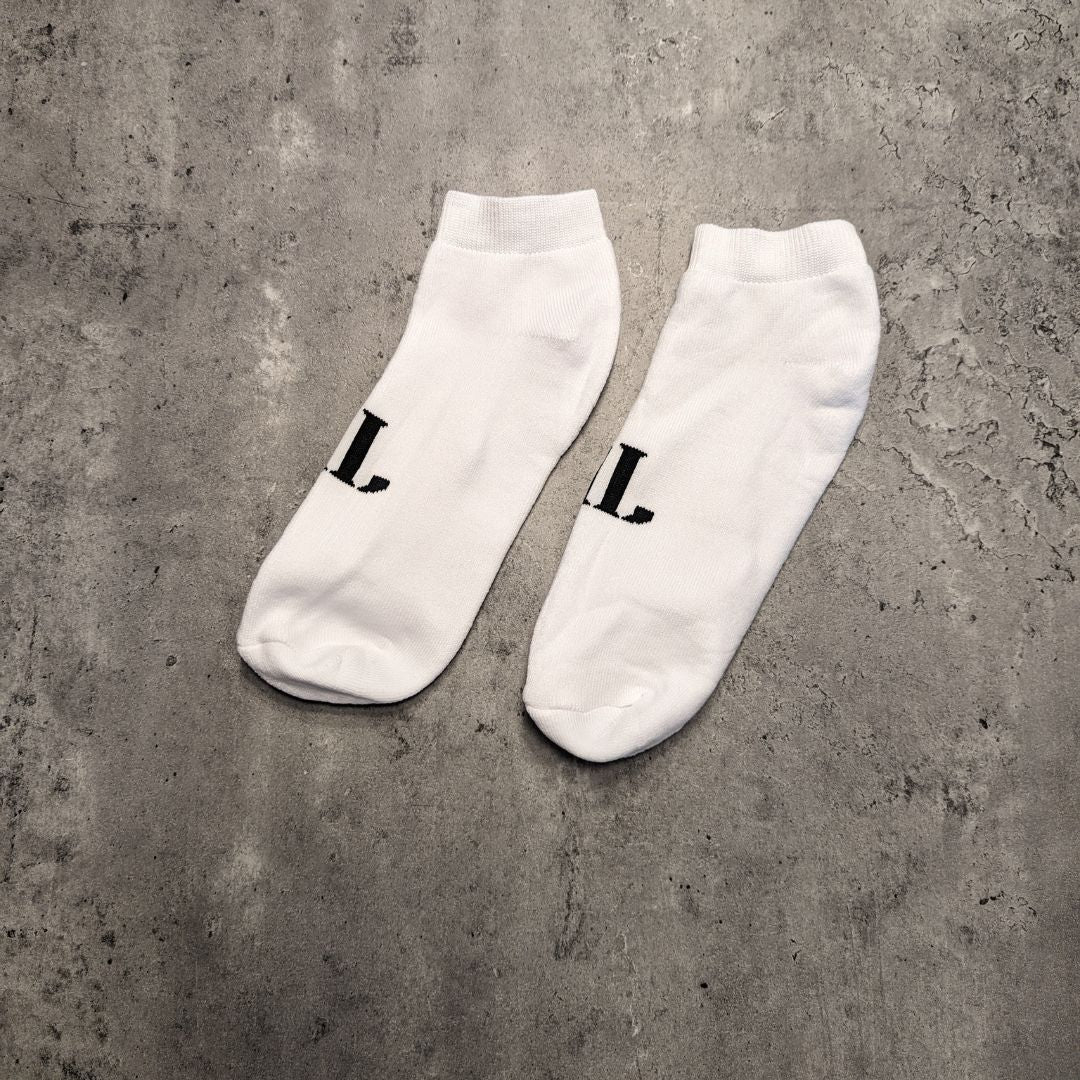 White Ankle Socks with Black IL Logo