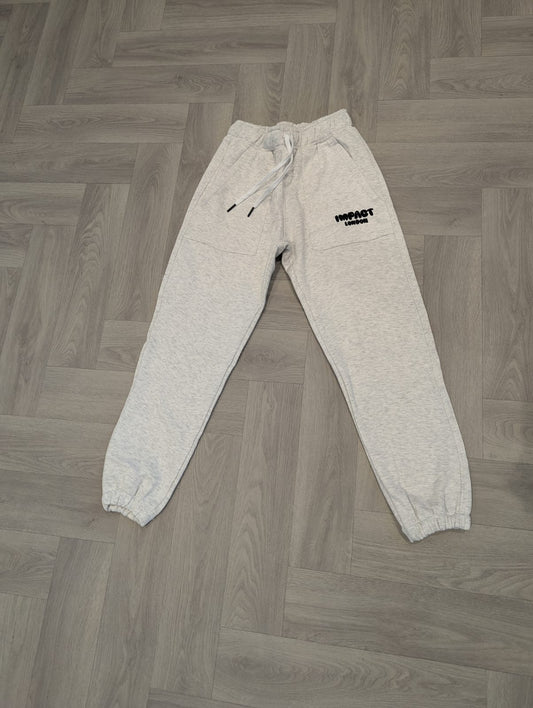 Light Grey Joggers with Black Puff Print