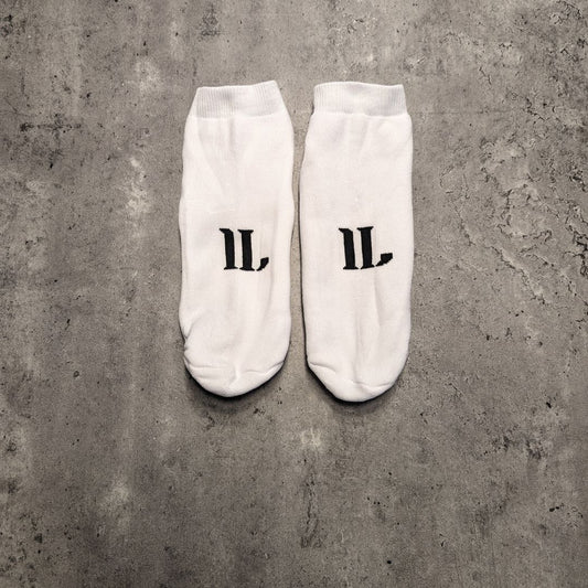 White Ankle Socks with Black IL Logo