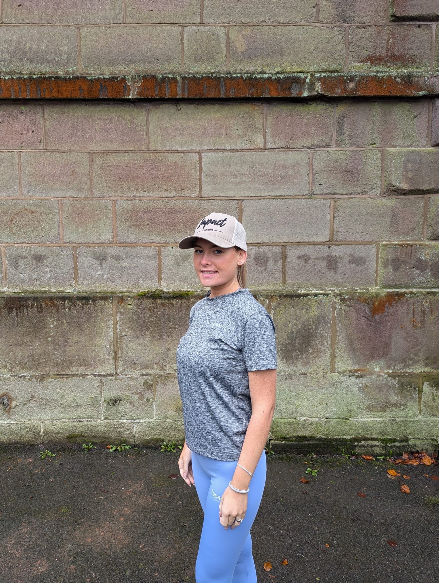 Beige Trucker Cap with Black 3D Logo