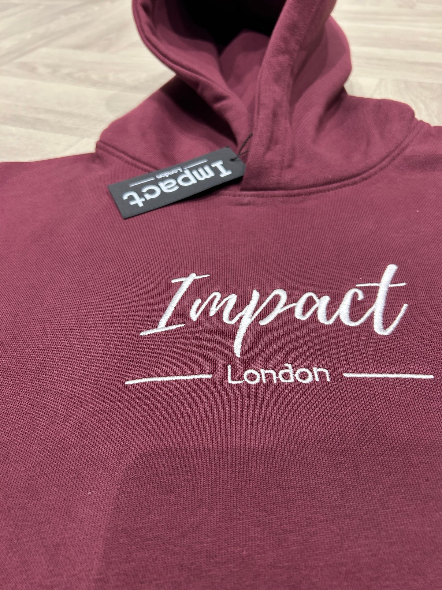 Burgundy Hoodie with White Logo