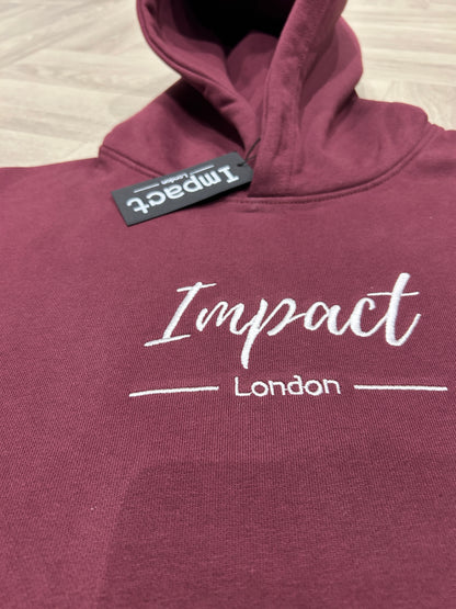 Burgundy Hoodie with White Logo