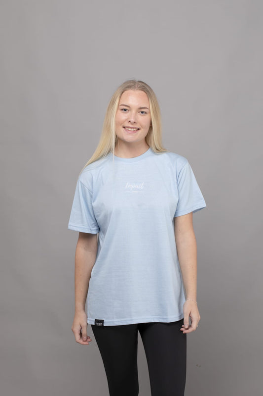 Adult's Baby Blue T-Shirt with White Logo