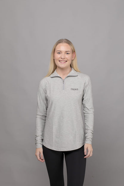 Women's Grey Long Sleeve 1/4 Zip Top