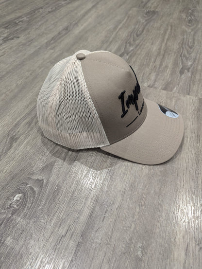 Beige Trucker Cap with Black 3D Logo