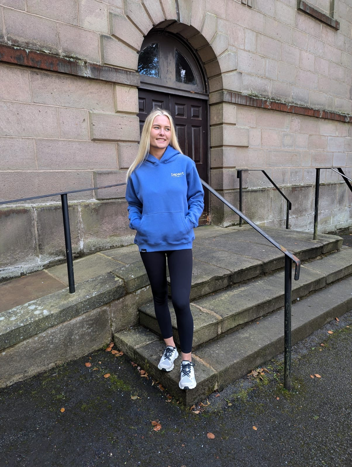 Sapphire Blue Hoodie with a White Printed Logo