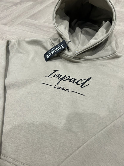 Sand Beige Hoodie with Black Logo