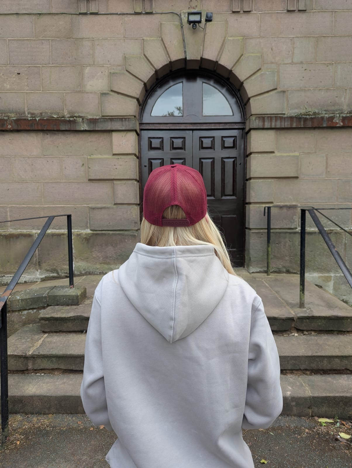 Unisex Maroon Trucker Cap – White 3D Embroidered Logo