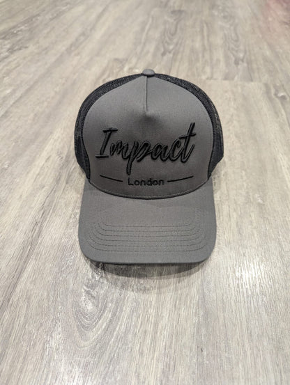 Grey Trucker Cap with Black 3D Logo