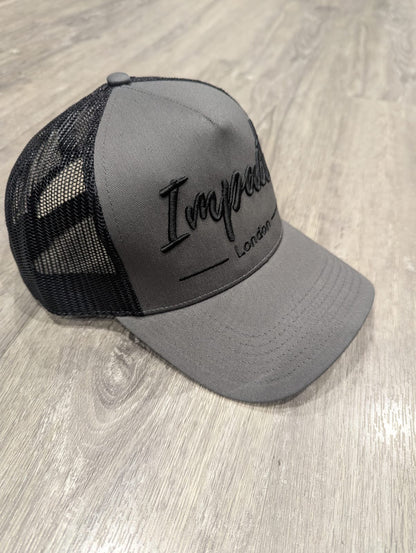 Grey Trucker Cap with Black 3D Logo