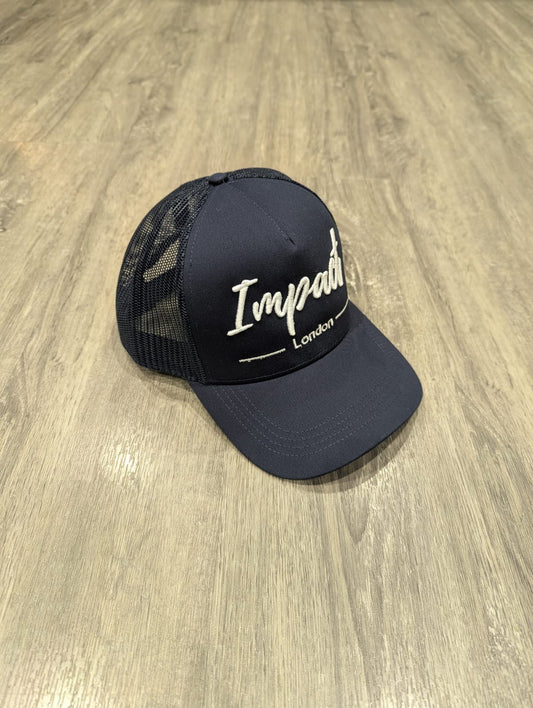 Navy Trucker Cap with White 3D Logo