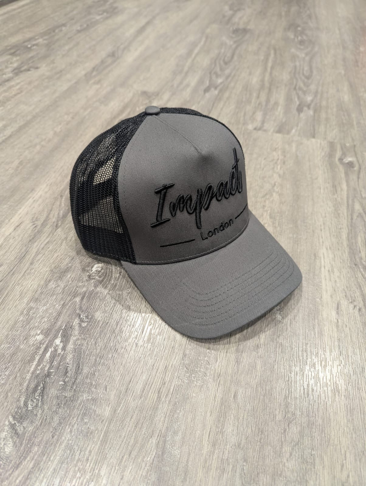 Grey Trucker Cap with Black 3D Logo