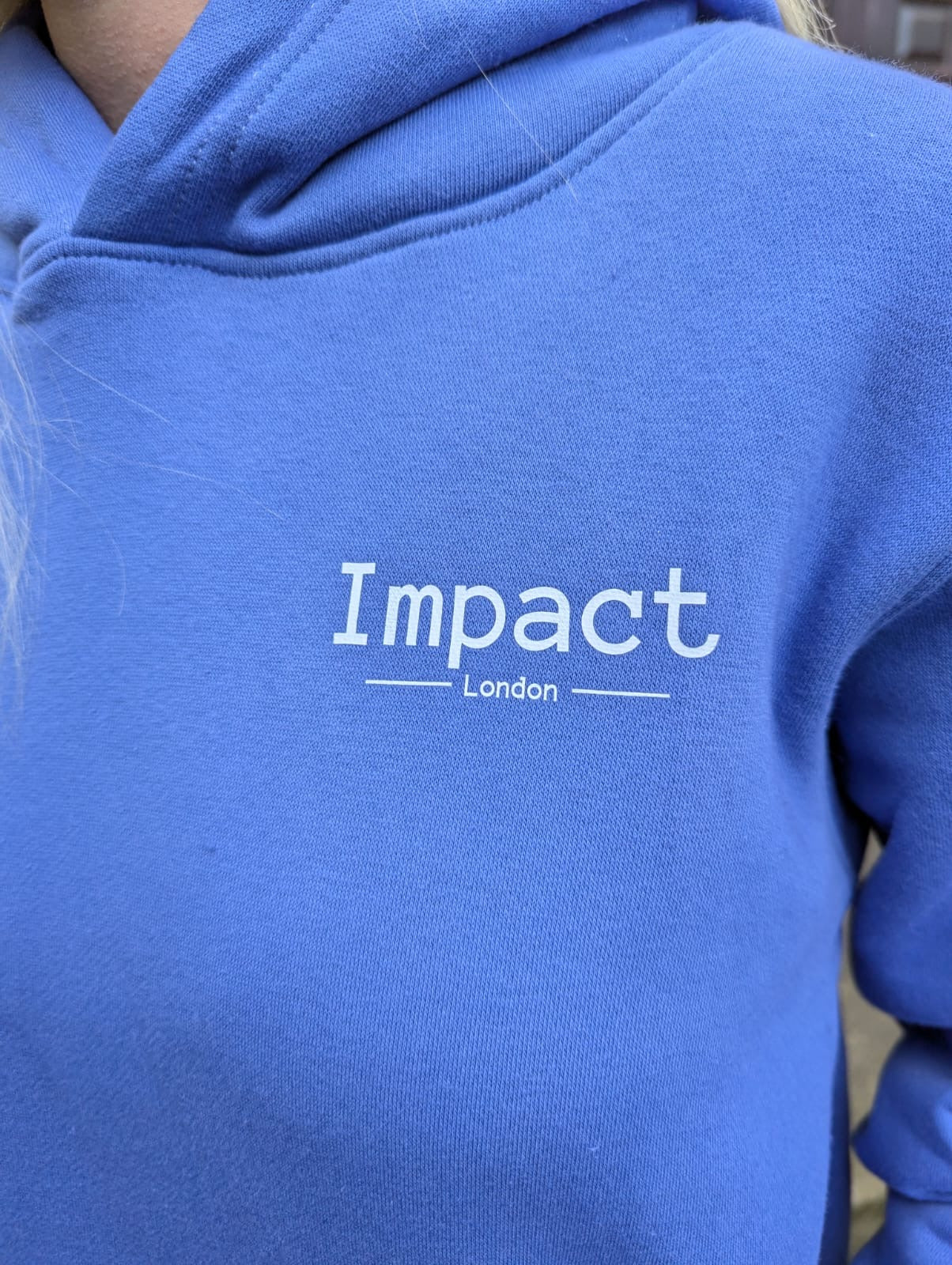 Sapphire Blue Hoodie with a White Printed Logo