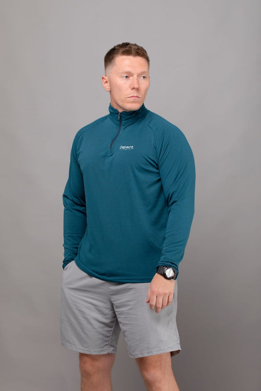 Men's Titanium Blue Long Sleeve 1/4 Zip Top